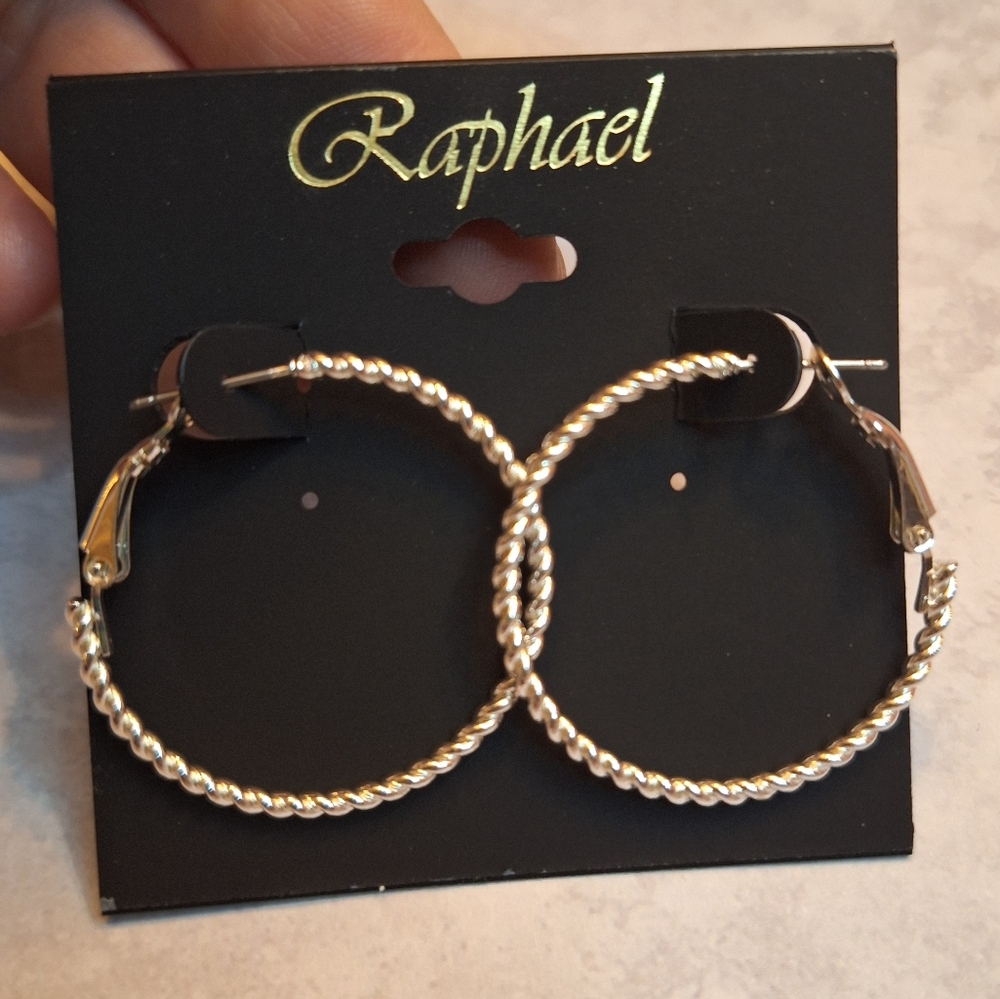 Raphael Twisted Silver Hoop Earrings